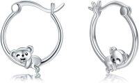 wholesale 925 Sterling Silver Koala Bear Huggie Hoop Earrings for Women Girls -Silver Koala Bear