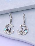 wholesale 925 Sterling Silver Moonstone Earrings with Black Cat and Butterfly Design - Nature Inspired Jewelry for Women-0-3