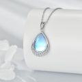 wholesale Sterling Silver Moonstone Filigree Teardrop Pendant Necklace for Women-0-36