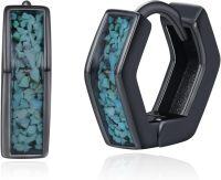 wholesale 925 Sterling Silver Turquoise Inlay Hexagon Studs Punk Gothic Jewelry for Women and Men-H01- 15MM Hexagon (Turquoise)