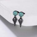 wholesale 925 Sterling Silver Raven Skull & Turquoise Studs with Abalone Shell Drops-0-1