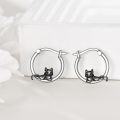 wholesale 925 Sterling Silver Cat Hoop Earrings - Cute Kitty  for Her-0-3