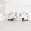 wholesale 925 Sterling Silver Cat Hoop Earrings - Cute Kitty  for Her-0-3
