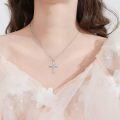 wholesale 925 Sterling Silver Butterfly Cubic Zirconia Cross Pendant Necklace for Women Religious -0-1