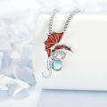 wholesale 925 Sterling Silver Red Enamel Dragon with Blue Opal Stone Pendant Necklace-0-3