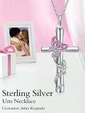 wholesale Butterfly Cross Urn Necklaces For Ashes Women White Gold Plated S925 Sterling Silver Funnel Filler Memorial Cremation Jewelry With Birthstone Sympathy Xmas Gifts For Women Loss Of Loved One -0-4