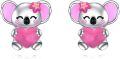 wholesale 925 Sterling Silver Koala Heart Stud Earrings for Women Girls Gift Pink Bowknot Charm Jewelry Accessories-0-0
