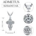 wholesale 925 Sterling Silver Celtic Cross Pendant on Rolo Chain - Irish Knot Protection Jewelry for Men (24+2) -0-1