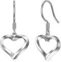 wholesale 925 Sterling Silver Open Heart Drop Leverback Earrings for Women -0-0