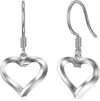 wholesale 925 Sterling Silver Open Heart Drop Leverback Earrings for Women -Heart Style-3