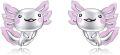 wholesale 925 Sterling Silver Pink Axolotl Stud Earrings - Kawaii  for Girls and Women-0-0