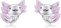 wholesale 925 Sterling Silver Pink Axolotl Stud Earrings - Kawaii  for Girls and Women-Axolotl 02