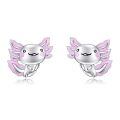 wholesale 925 Sterling Silver Pink Axolotl Stud Earrings - Kawaii  for Girls and Women-0-0