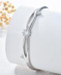 wholesale 925 Sterling Silver Infinity Knot Bar Bangle with Cubic Zirconia - Elegant  for Women-0-2