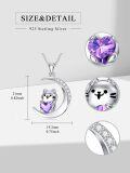 wholesale Sterling Silver Birthstone Cat Pendant Necklace for Women-0-1