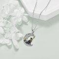 wholesale 925 Sterling Silver Crescent Moon & Cat with Ankh and Eye Pendant Necklace - Gifts for Her-0-4