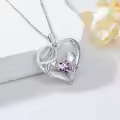 TOUPOP 14K Gold & Zircon Heart Necklace, Mother's Birthstone Jewelry Gift-0-3