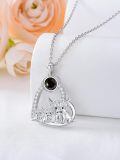 wholesale 925 Sterling Silver Black Pearl Highland Cow Necklace Heart-shaped Pendant-0-2