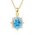 wholesale 14k Red Oval Gemstone Pendant Necklace With Lab Diamond Halo-0-7