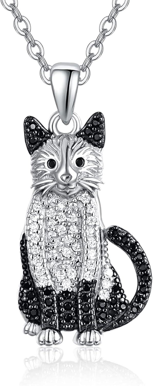 Sterling Silver Cat Pendant Necklace for Women-0-1
