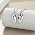 wholesale 925 Sterling Silver Red Enamel Heart Pendant Necklaces Set for Mom and Daughter Gift Ideas-0-3