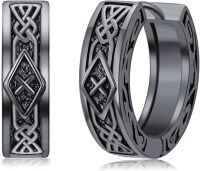 wholesale Celtic Viking Hoop Earrings For Men Women S925 Sterling Silver Celtic Irish Knot Black Silver Huggie Hoop Viking Earrings Norse Jewelry Christmas Gift For Fathers Day Birthday -undefined