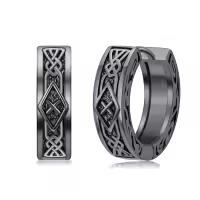 TOUPOP Sterling Silver Celtic Viking Hoop Earrings S925 Norse Irish Knot Jewelry-undefined