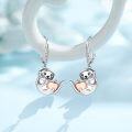 wholesale 925 Sterling Silver Heart-Shaped Otter Stud Hoop Earrings with Cubic Zirconia Accents-0-1