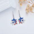 wholesale Silver Star-Shaped Dangle Earrings with American Flag Design Independence Day s for Women and Daughters-0-3