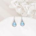 wholesale  Platinum Plated Larimar Stone Dangle Earrings 26.4x9.6mm Ocean Blue Wave Pattern Gift Jewelry for Women-0-3