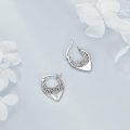 wholesale 925 Sterling Silver Vintage Bohemian Triangle Hollow Out Hoop Earrings for Women Girls Gift 3cm Diameter-0-3