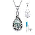 wholesale 925 Sterling Silver Cremation Urn Pendant Necklace Celtic Knot Blue Opal Teardrop Platinum Plated-0-35