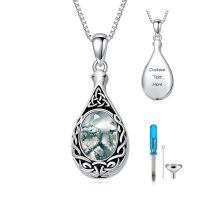 wholesale 925 Sterling Silver Celtic Knot Water Drop Cremation Necklace Wholesale For Ashes-B-Moss Agate Custom-Custom-B-Moss Agate