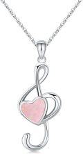wholesale 925 Sterling Silver Pink Opal Heart Treble Clef Pendant Necklace for Women-0-0