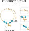 wholesale 14K Gold Turquoise Beaded Dragonfly Charm Bracelet for Women - Adjustable Length (9)-0-4
