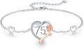 wholesale 925 Sterling Silver Rose Flower Heart Adjustable Bracelet for Women Daughter Wife Mom 75th Anniversary Gift-0-0