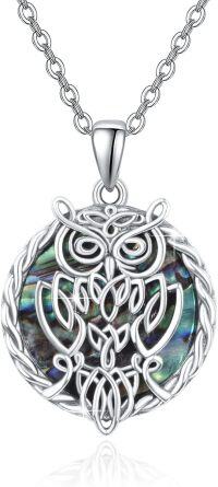 wholesale 925 Sterling Silver Abalone Shell Owl Celtic Knot Pendant Necklace-Celtic Owl Necklace