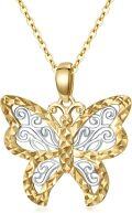 wholesale 14K Gold Two-Tone Butterfly Pendant Necklace with Chain - 28 Total Length-0-0