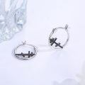 wholesale 925 Sterling Silver Cross Hoop Earrings with Black Stone - Religious  for Women-0-3