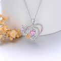 wholesale 925 Sterling Silver Heart Pendant Necklaces with Pink Crystal Butterflies and Love Message Gifts for Her Valentine's Day Jewelry Present Ideas-0-4