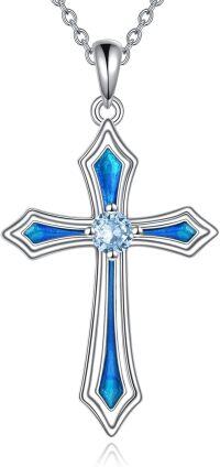 wholesale 925 Sterling Silver 5A CZ Birthstone Necklace for Women Men-C.Blue-March-Aquamarine