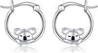 wholesale 925 Sterling Silver Cute Sleeping Koala Huggie Hoop Earrings for Women-koala Earrings
