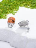 wholesale 925 Sterling Silver Basketball Stud Earrings with Number 24 Design-0-2
