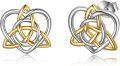 wholesale 925 Sterling Silver Celtic Triquetra Knot Stud Earrings for Women and Teen Girls-0-0