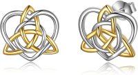 wholesale 925 Sterling Silver Gold Plated Celtic Triquetra Knot Stud Earrings for Women and Teen Girls-Triangle Celtic Knot Earrings 3