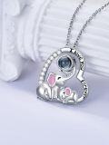 wholesale 925 Sterling Silver Elephant and Panda Heart Necklace I love you projection pendant-0-3