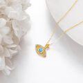 wholesale 14K Gold Blue Sapphire Evil Eye Pendant Necklace Luck Charm s for Women-0-2