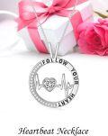 wholesale TOUPOP Heartbeat Necklace For Women 925 Sterling Silver Heart Zircon Necklace Birthday Gift For Women Wife Sister Mom Girlfriend Jewellery Gift For Christmas Valentine's Day -0-2