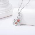 wholesale Sterling Silver Lab Grown Diamond Cat Birth Flower Necklace for Women-0-41