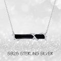 wholesale  Sterling Silver Black Onyx Horizontal Bar Necklace with Branch Design, 30mm Pendant, 18+2 Chain, Elegant Gift for Women-0-5